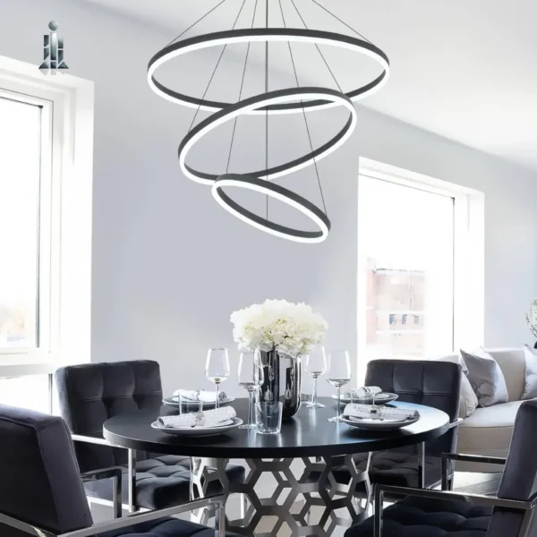 Black 3 Ring Pendant Light: Versatile Applications And Easy Installation