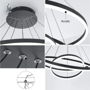 Black 3 Ring Pendant Light: Versatile Applications And Easy Installation