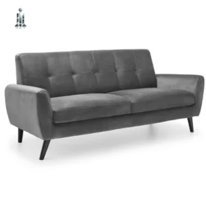 Monza 3 Seater In Dark Grey Velvet: Indulge In Comfort And Style